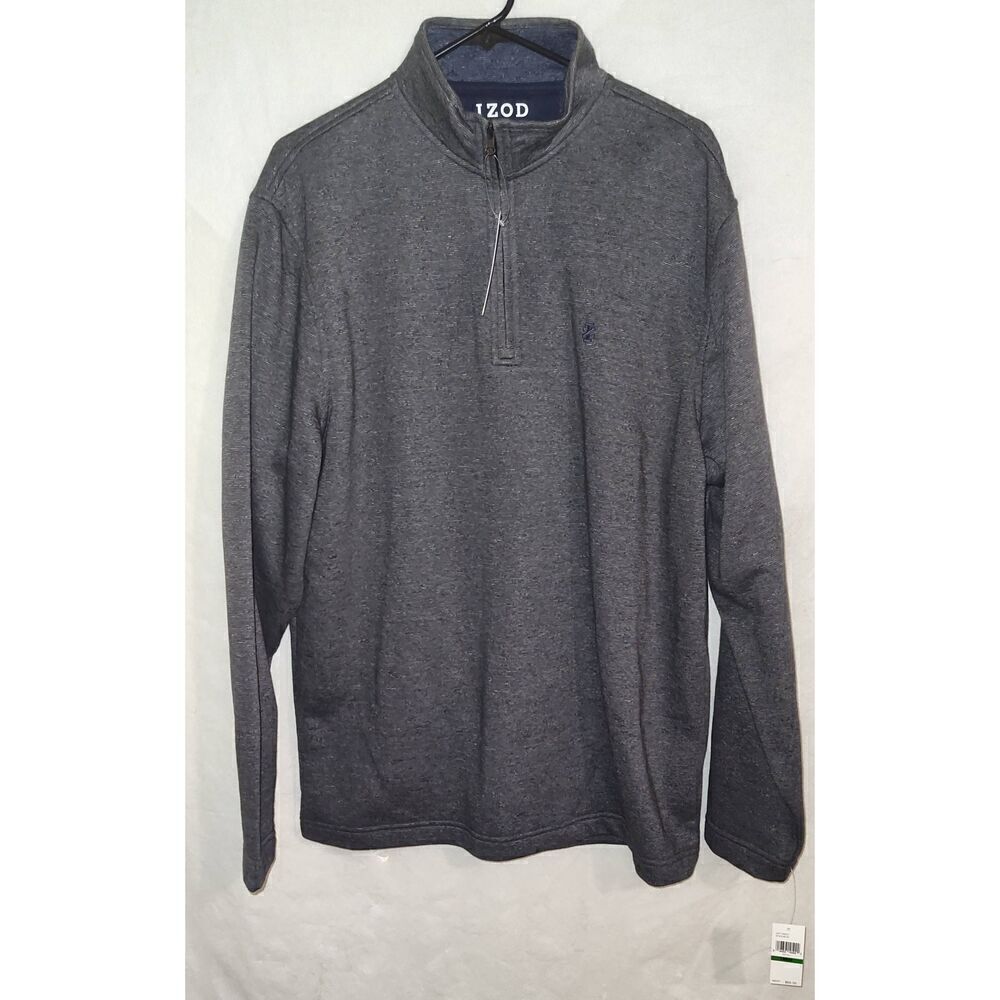 IZOD 1/4 ZIP PULLOVER Color ASPHALT LARGE cotton/poly blend NWT MSRP $60
